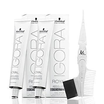 Schwarzkopf Igora Royal SILVER Absolutes SilverWhite Tonal Refiner 2 Piece , Tint Brush Comb - Scentbar