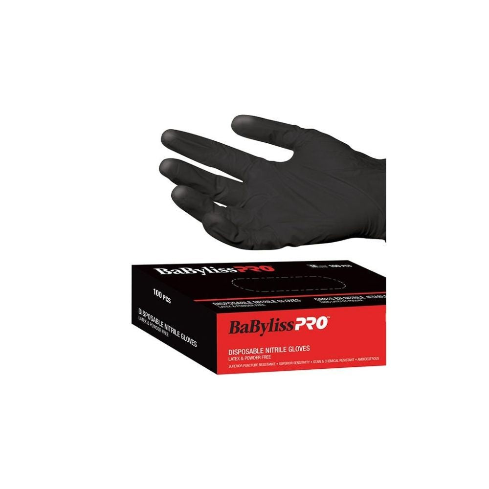 BABYLISSPRO GANTS NITRILE NOIR PETIT BTE100