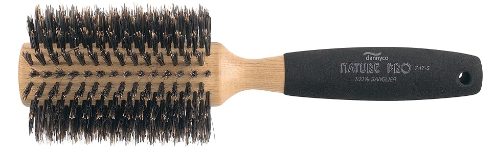 Dannyco Circular brush with natural boar bristles, sponge-covered handle - Jumbo