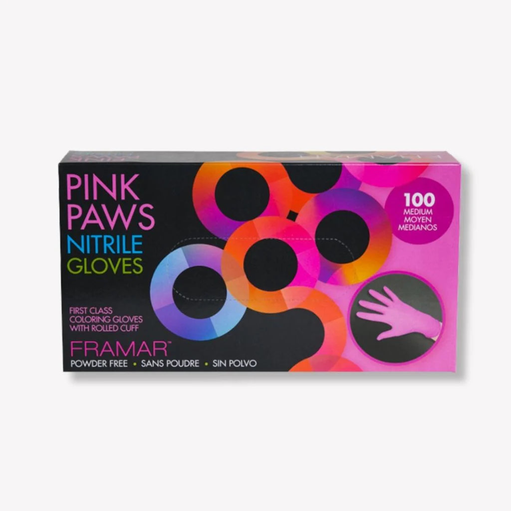 Pink Paws Nitrile Dyeing Gloves M