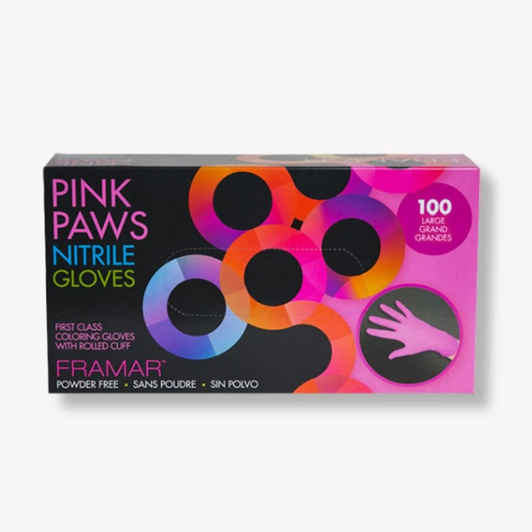 Pink Paws Nitrile Dyeing Gloves S