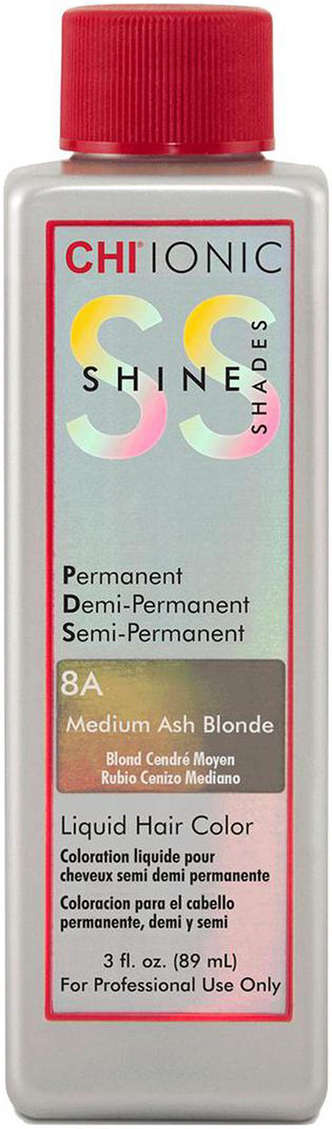 CHI Ionic Shine Shades Liquid Hair Color for Unisex, 8A Medium Ash Blonde
