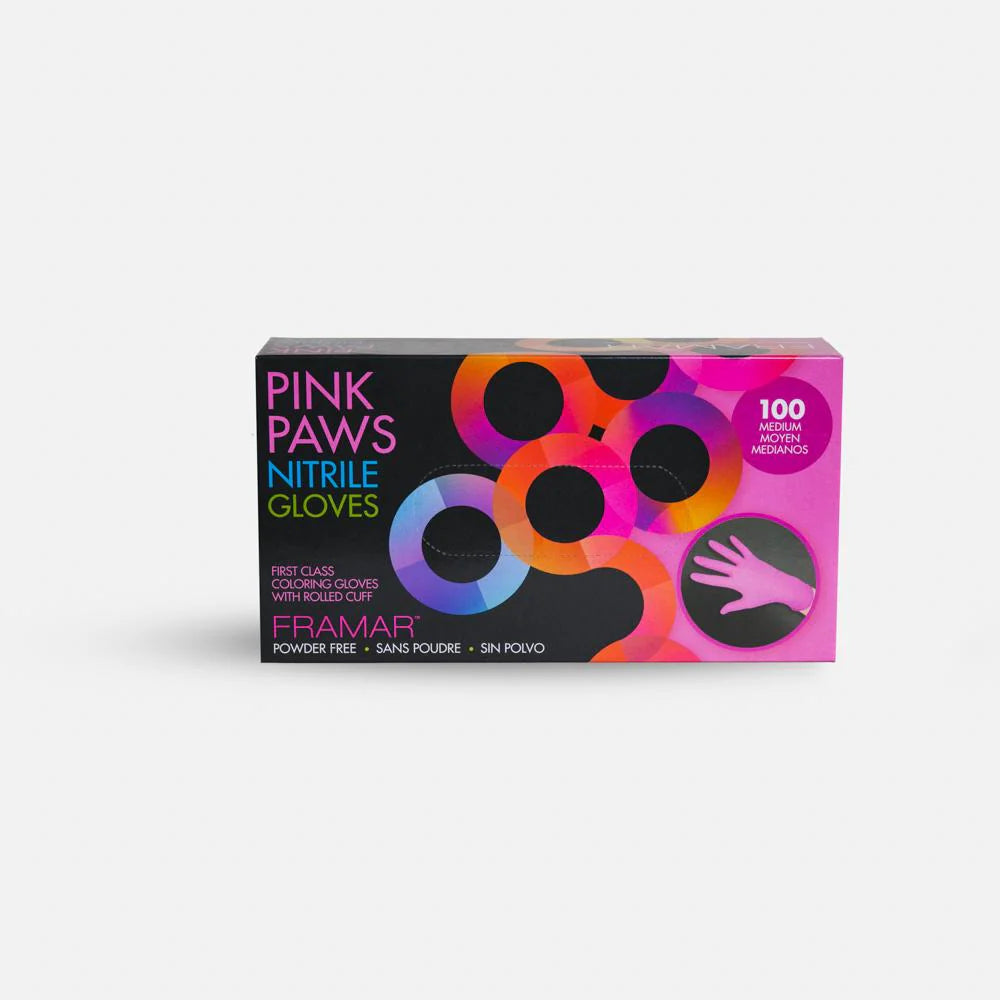 Pink Paws Nitrile Dyeing Gloves L