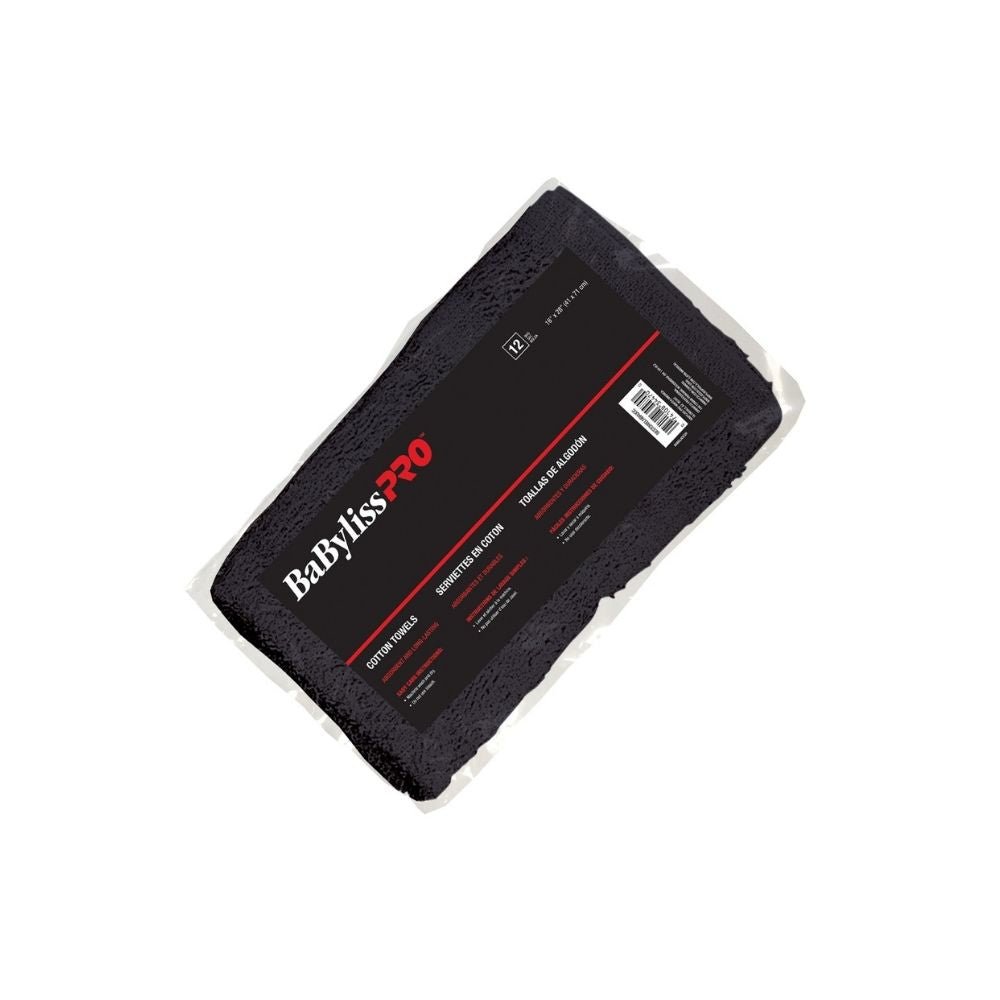 BABYLISSPRO BLACK COTTON NAPKINS 16X28IN PQT12 - Scentbar