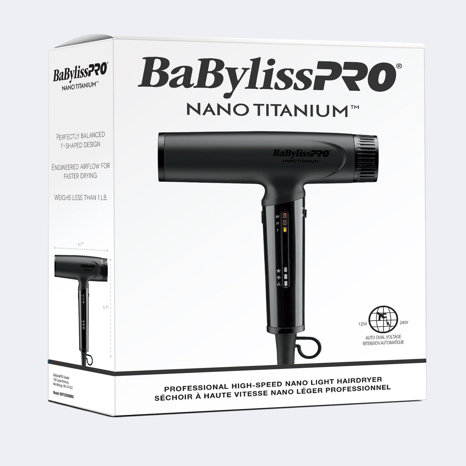 BaBylissPRO® Nano Titanium™ Lightweight Nano High Speed Dryer (Matte Black) - Scentbar