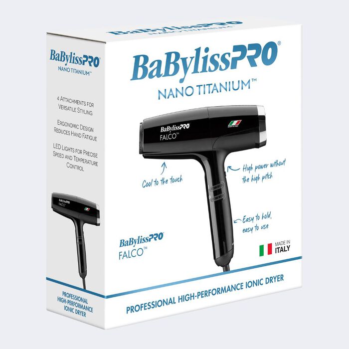 BaBylissPRO® Nano Titanium™ Professional Italian High-Speed Falco Dryer (Black) - Scentbar