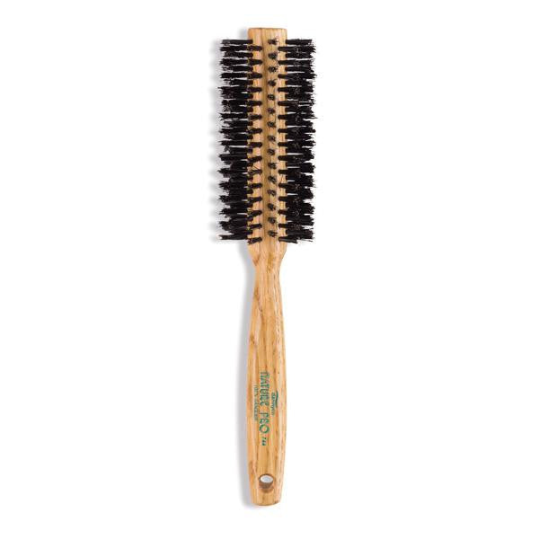 Dnnyco brosse circulaire avec manche en bois de chêne avec poils de sanglier naturels grande