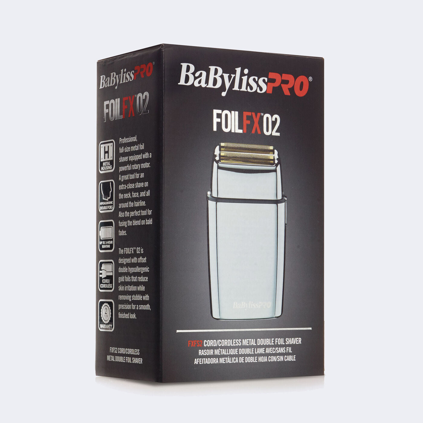 BaBylissPRO® FOILFX02™ Rasoir métallique à double lame avec / sans fil
