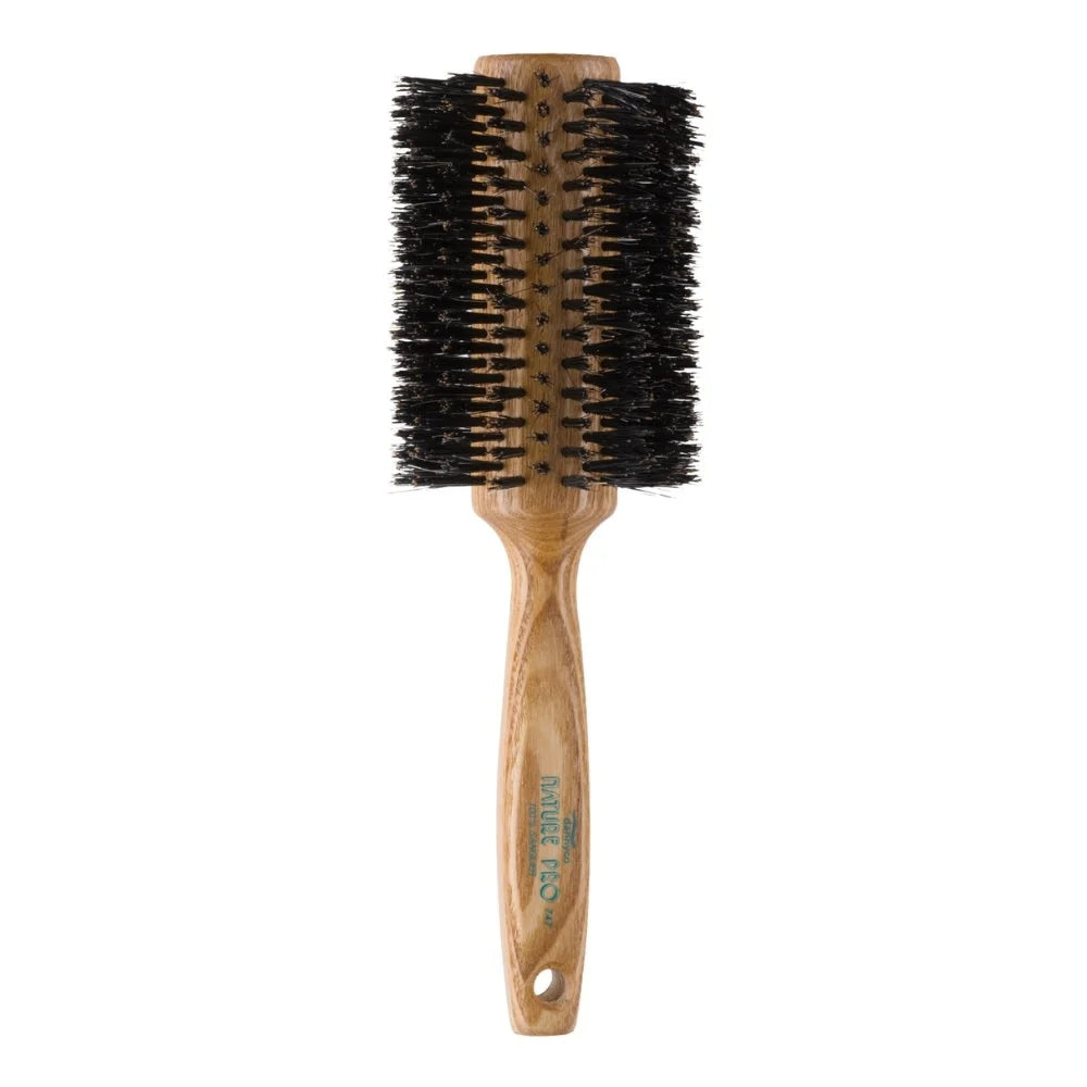 Dannyco Professional Nature Pro Brosse circulaire avec manche en bois de chêne et poils de sanglier naturels Jumbo