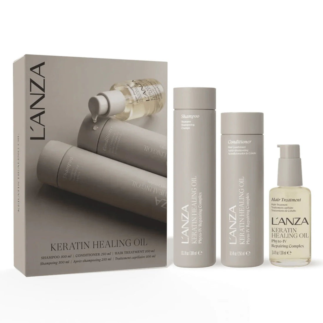 Keratin Healing Oil Trio: Lustrous Shampoo Conditioner and Hair Treatment - Scentbar