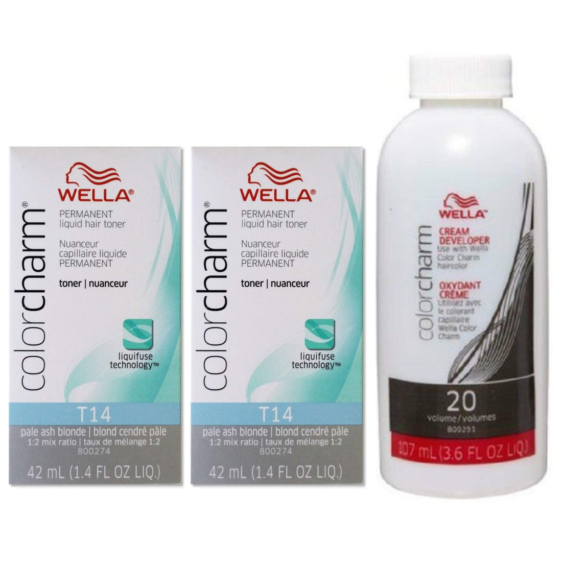 Wella Color Charm Toner T14 (2 Pack) + Cream Developer 20 Volume