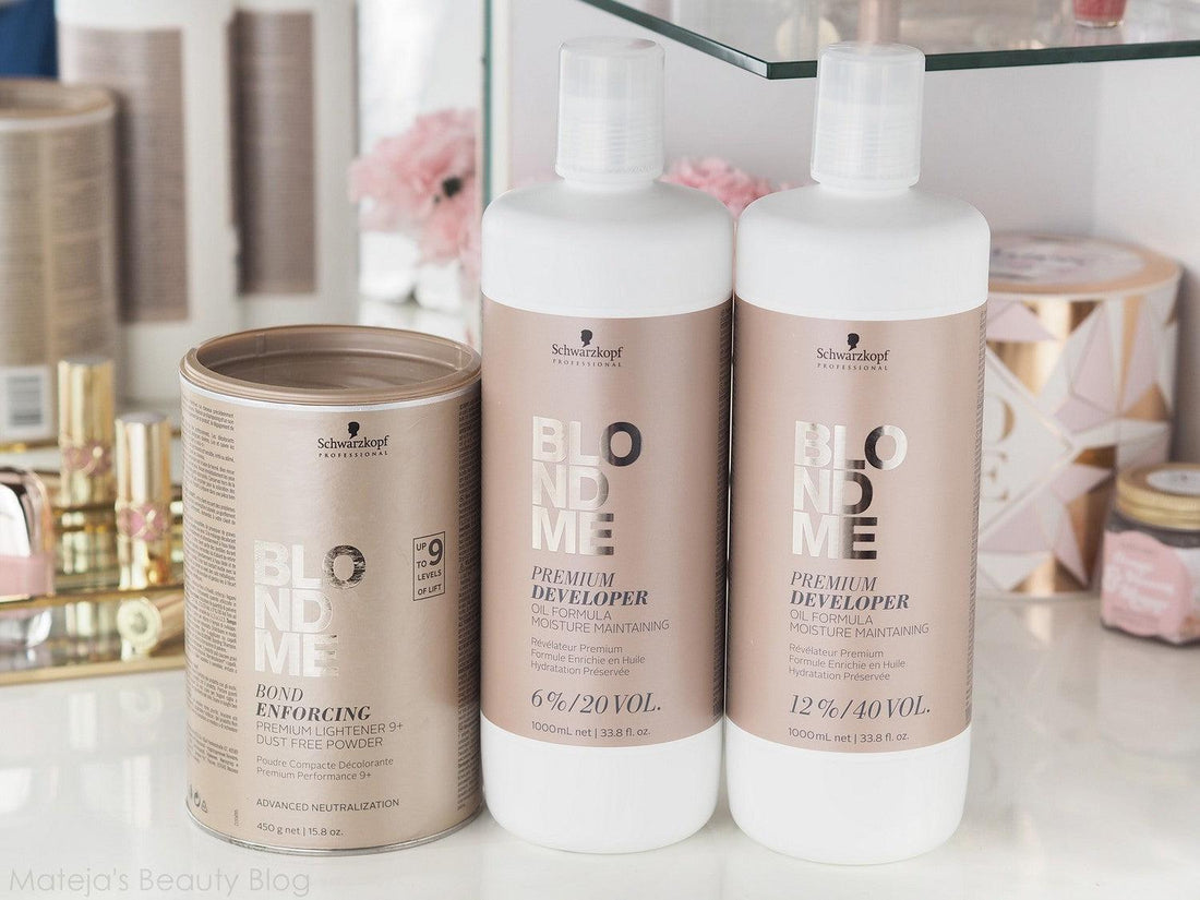 BLONDME Premium Lightener 9+ Powder with Developer 20 Volume and 40 Volume Trio