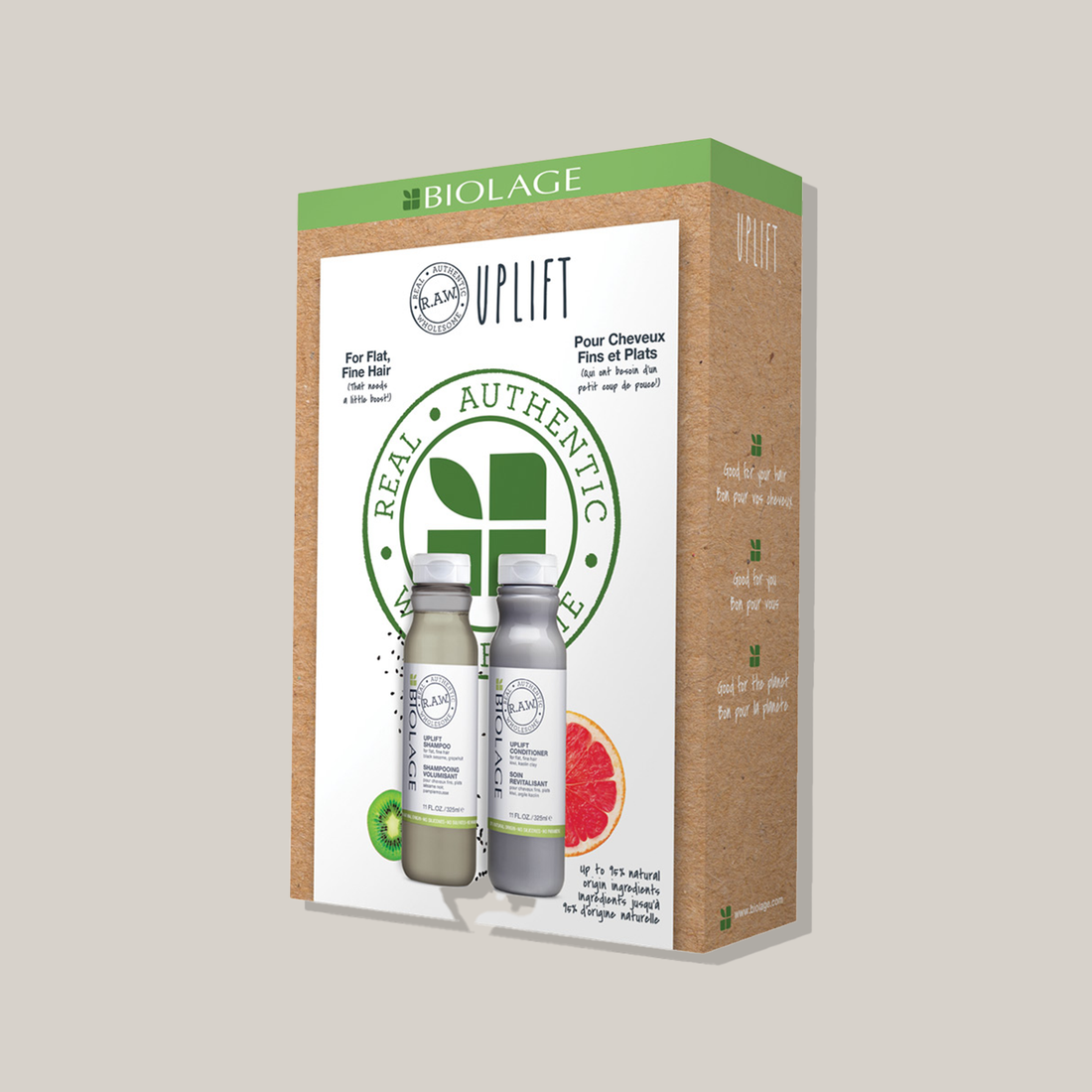 R.A.W. Uplift shamp / cond holiday duo With packaging