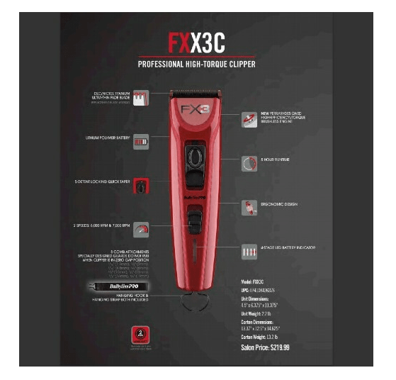 BaByliss PRO FX3 Collection Red FXX3C clipper - Scentbar