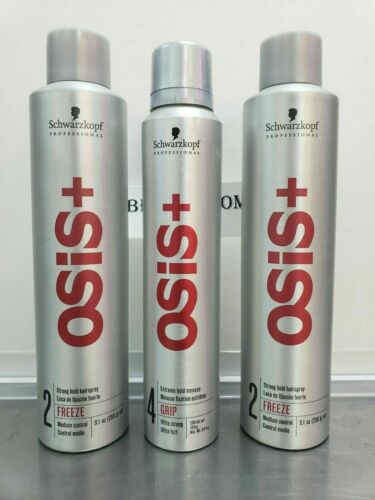 Schwarzkopf Osis+ FREEZE Finish Hairspray (2pk)+ Grip Mousse -3pc set