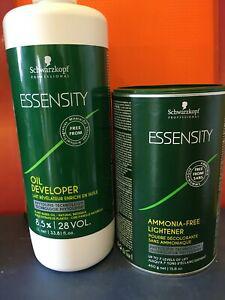 Schwarzkopf Essensity 8.5% 28 Volume Oil Developer 1 Liter, Schwarzkopf Essensity Ammonia-Free Lightener 450 grams, and M Hair Designs Tint Brush/Comb - Scentbar